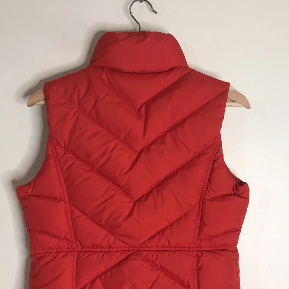 J.Crew quilted down Filled Puffer Vest Zip and Snaps Pockets Red Women size S‎